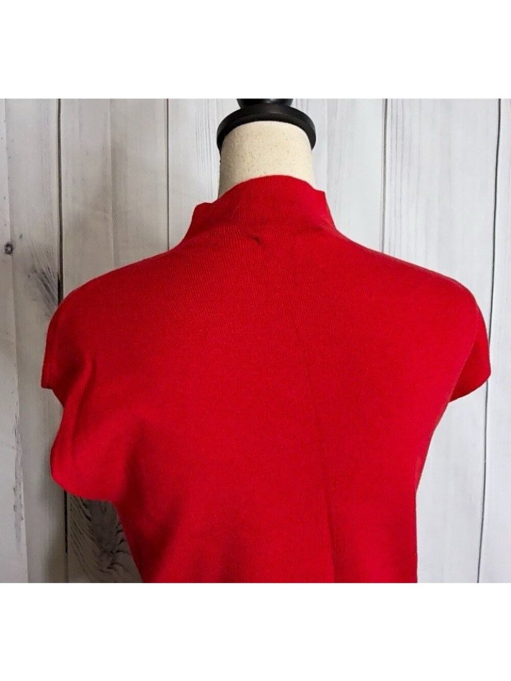 Ann Taylor Petite Sz LP Mock Neck Sleeveless Knit Top Sweater Red Capsule - Picture 6 of 9